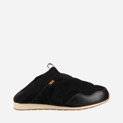 Teva Ember Moc Shearling Women's Black Slip Ons CA42451 Canada Online